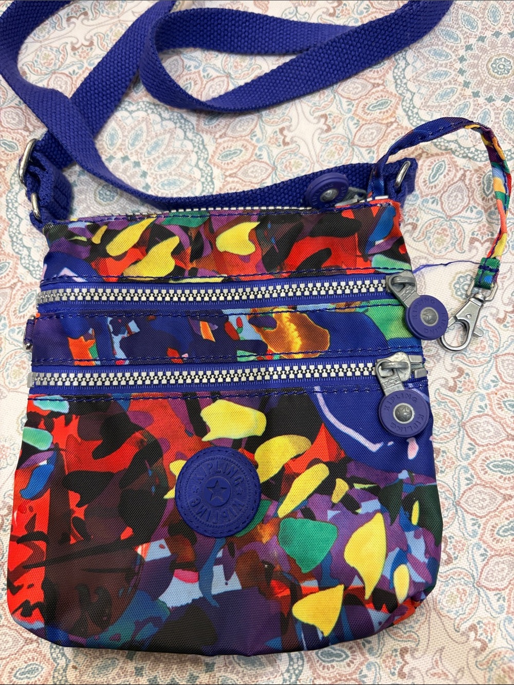 Colorful Multi-Compartment Crossbody Bag - Purple Multicolor